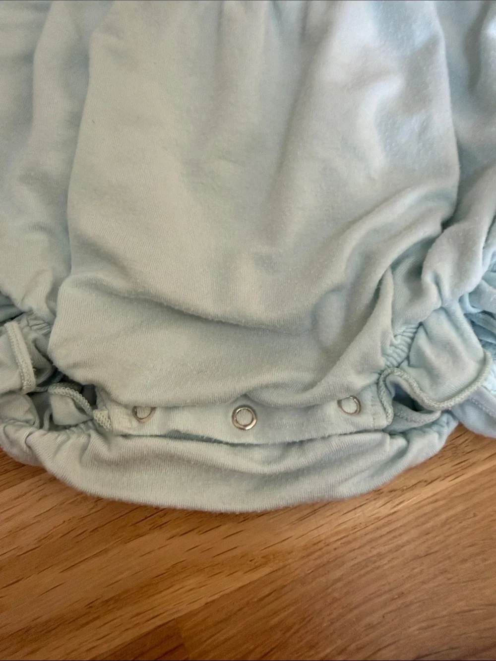 Burt's Bees Baby Light Blue Bubble Romper with Ruffle Legs
